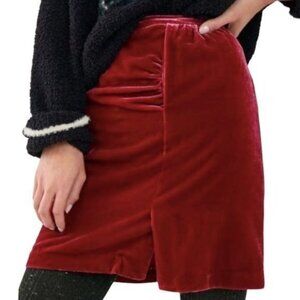 Anthropologie Roxanna Velvet Mini Skirt in Burgundy Size 4 NWOT